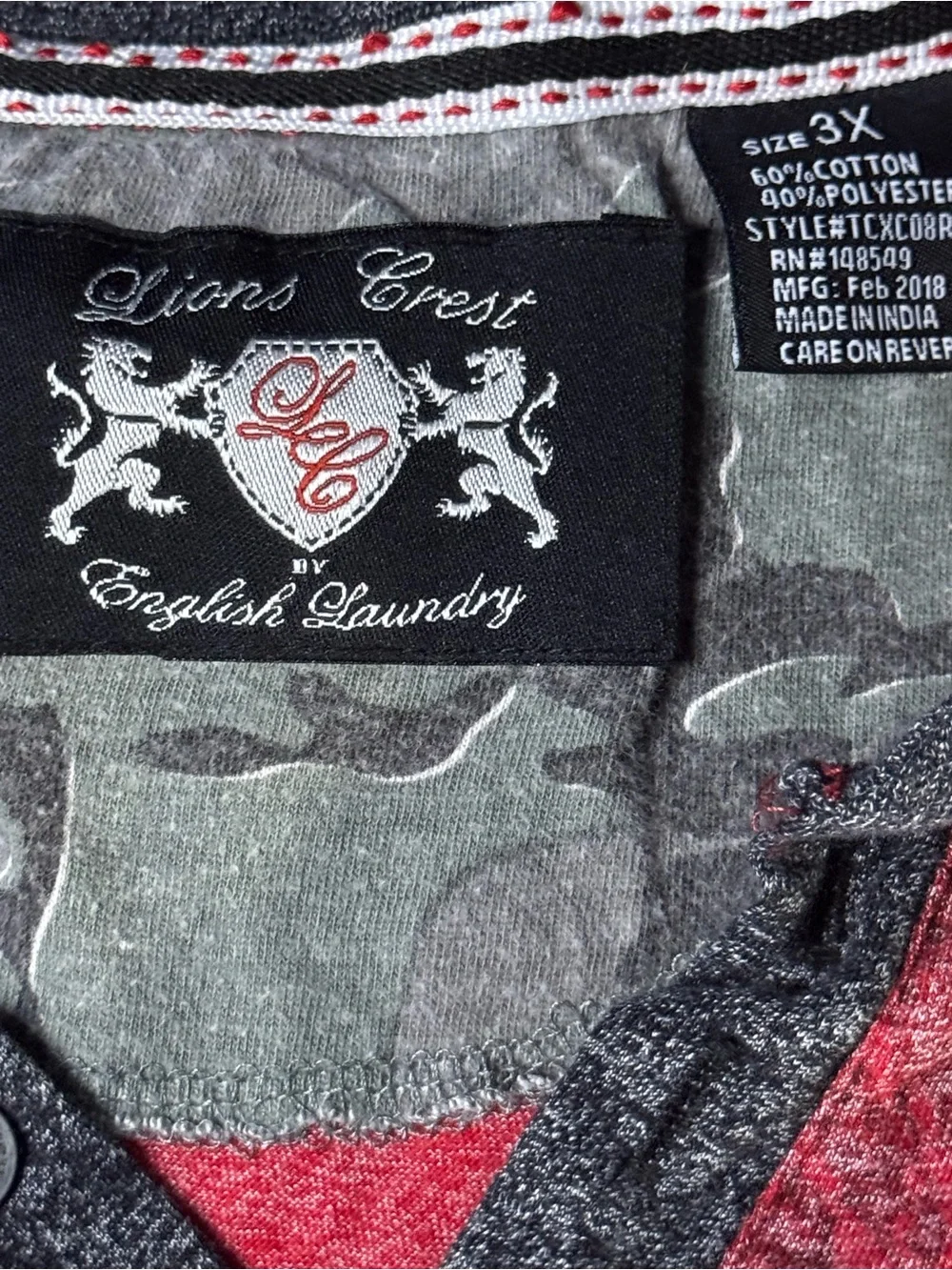 Lions Crest By English Laundry Men’s 3 Button SS Shirt Size 3XL
